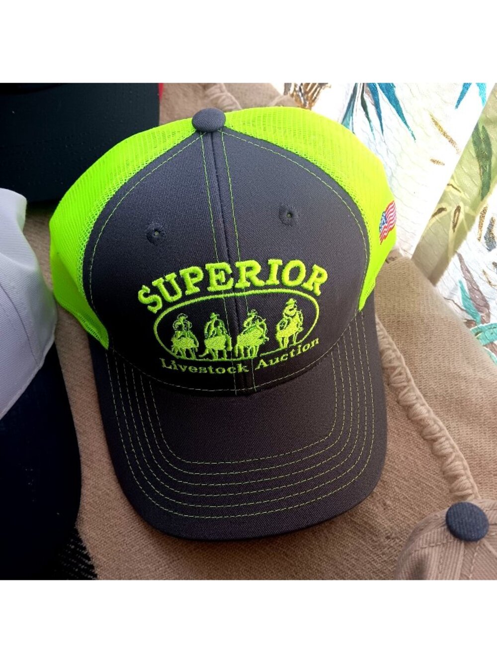 Set Of 6 Caps Hats Ranch Swag Farm Livestock Embroidered Logo Mesh